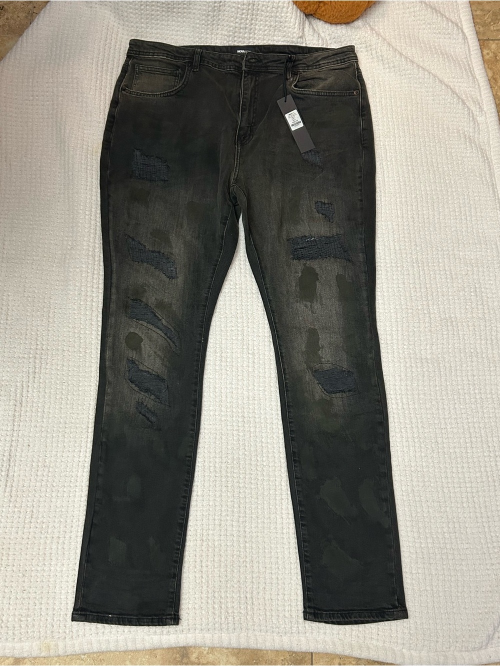 Fashion Nova Men's Black Distressed Skinny Jeans